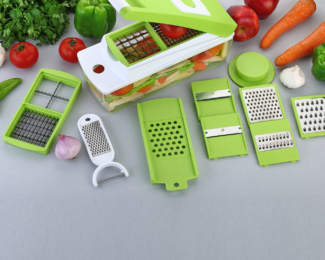 House of Sensation Snowpearl 14-in-1 quick dicer, various views.