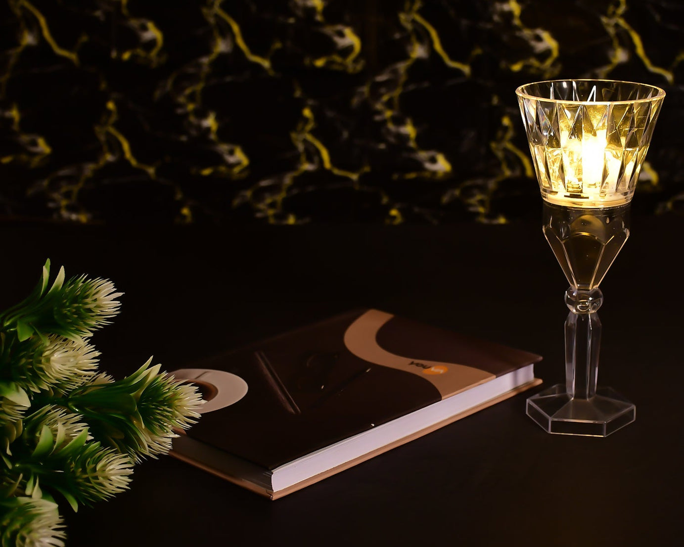 Transparent table lamp with unique design.