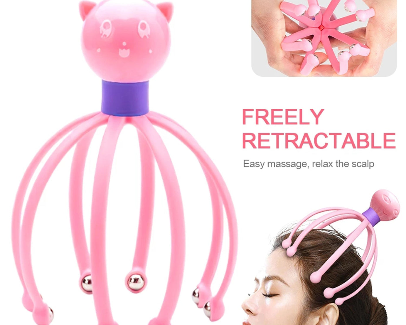 Scalp massager in an octopus shape, providing therapeutic benefits and relaxation