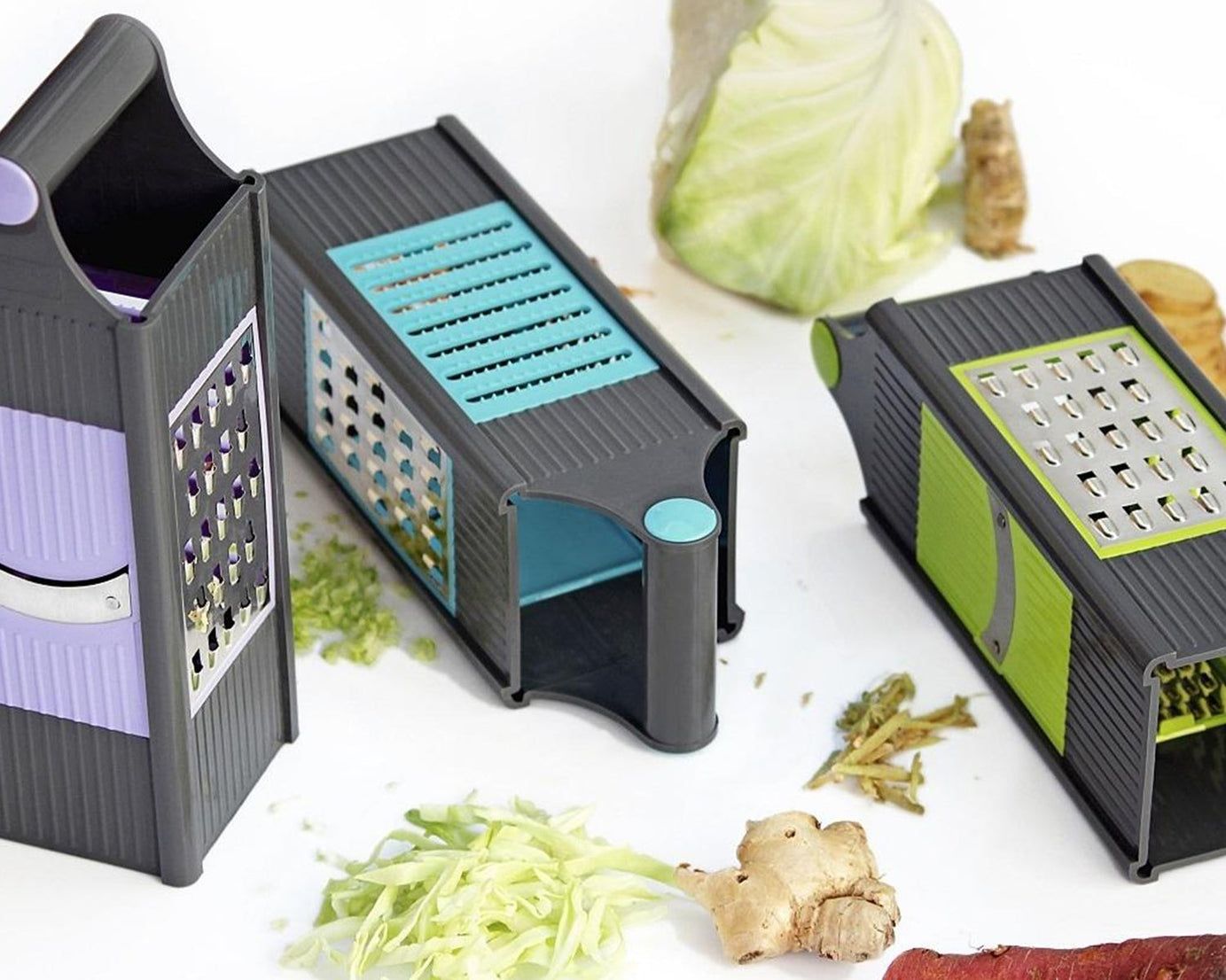 Four-in-one kitchen grater and slicer for efficient food preparation
