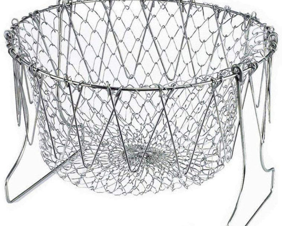 Foldable chef strainer basket