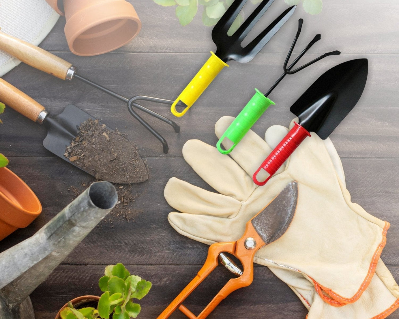 Garden tool set in vibrant colors, 3 pieces included