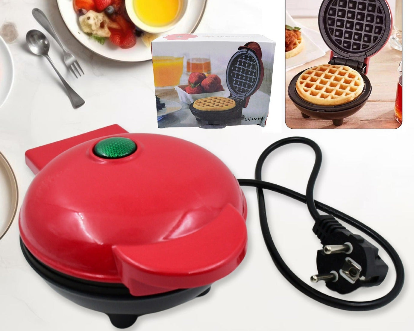 Mini Waffle Maker Machine Waffle Iron Home Appliances Kitchen Gift Easy To Clean, On-Stick Surfaces, Perfect Breakfast, Dessert, Sandwich, Pan Cakes, Paninis / Other Snacks Machine