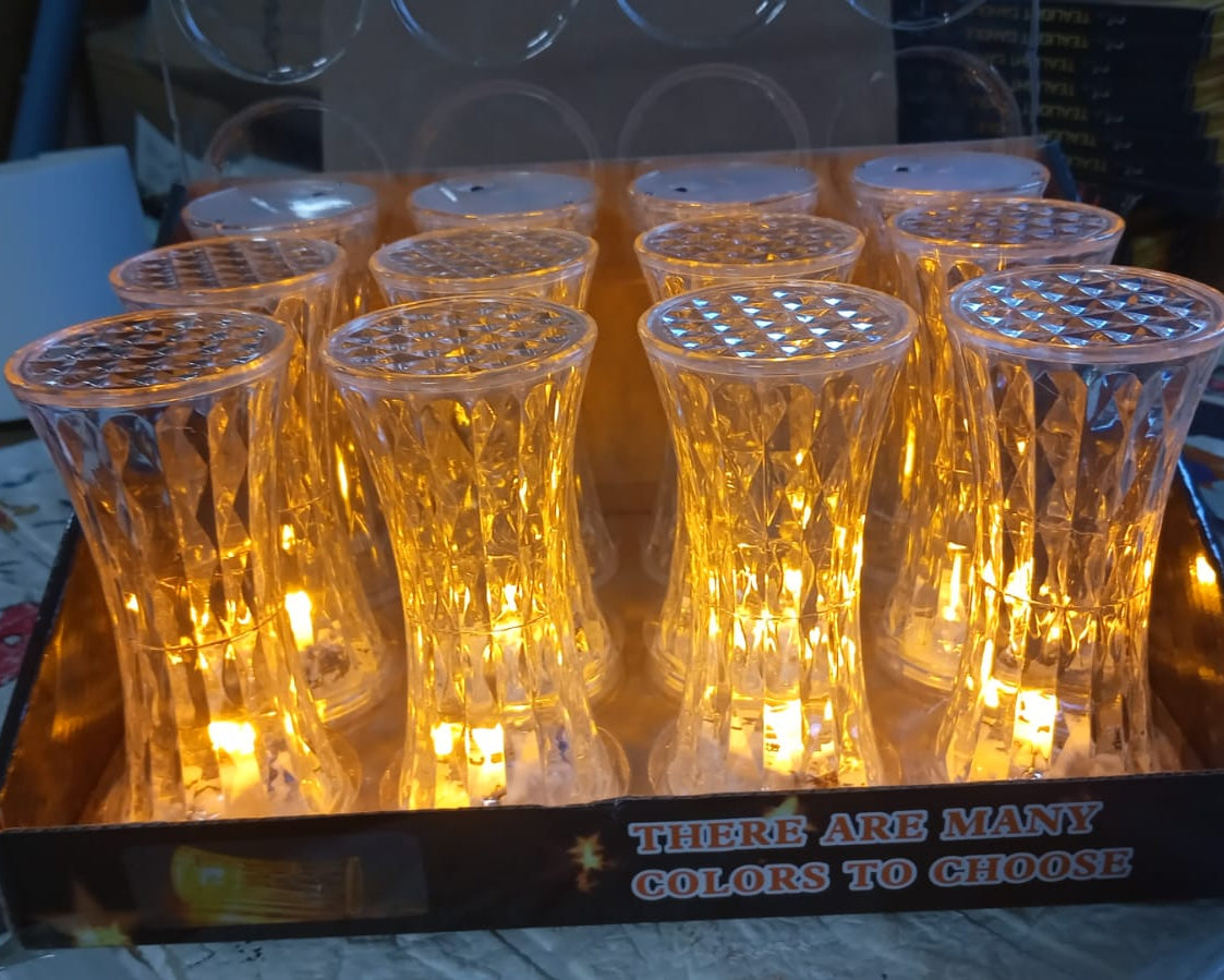 Crystal Lamp, Universal Night Light, Soft Lighting, Eye Protection for Nursery, Study, Bedroom Transparent Crystal Table Soft Lighting Multipurpose for Hotel for Office for Children's Room (12Pc MOQ)