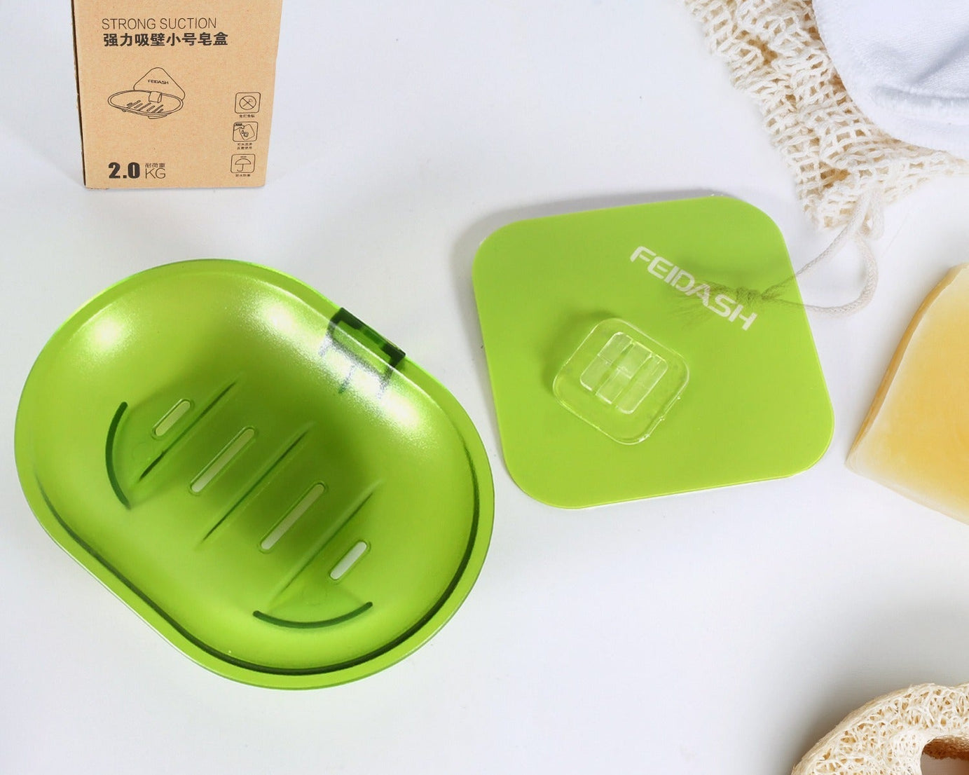 Plastic Soap Dish Holder for Bathroom Shower Wall Mounted Self Adhesive Soap Holder Saver Tray-Plastic Sponge Holder for Kitchen Storage Rack Soap Box, Bathroom