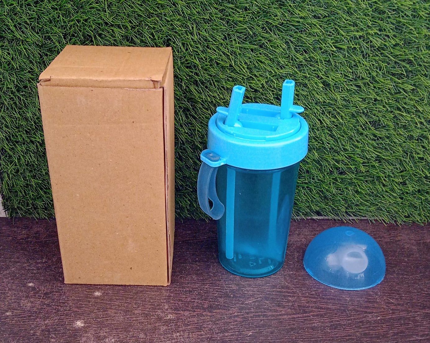 7125 2 Drinks in 1 Cup Water Bottle, Stable Sturdy Dual Use Bottle 2 Straws for Shopping Travel for Outdoor Activities (1 Pc)