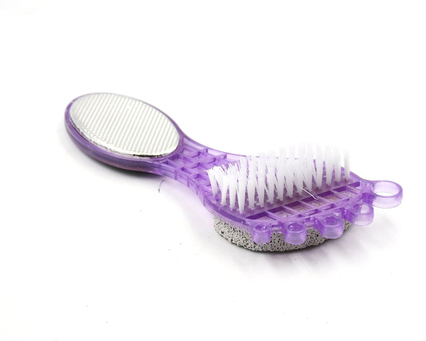 4 in 1 Pedicure Tool for Rough & Dry Feet Dual-Sided with Pumice Stone Soft Brush Steel Scrubber & Emery File Softens Hard Foot Corns & Calluses Cleanses & Smoothens Dull Feet