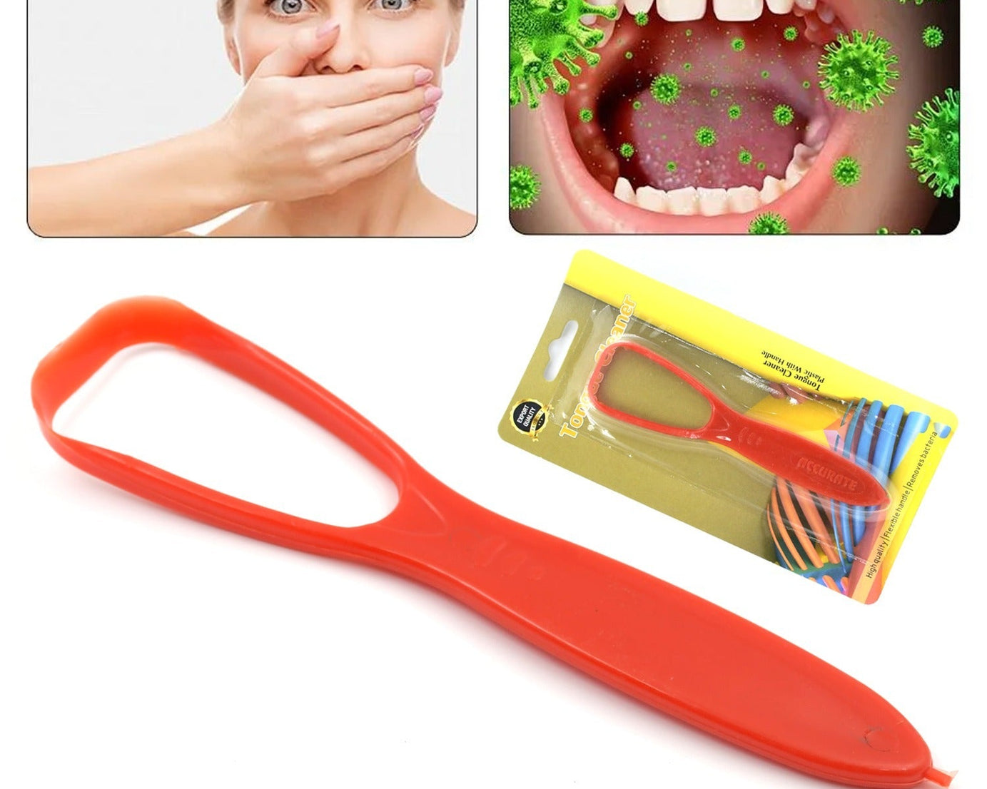 Plastic Tongue Cleaner For Kids & Adults | Tongue Scraper For Bad Breath, Maintain Oral Hygiene for Daily Use | for Fresh Breath & Bacteria Removal | Improved Taste Plastic With Handle Tongue Cleaner (1 Pc )