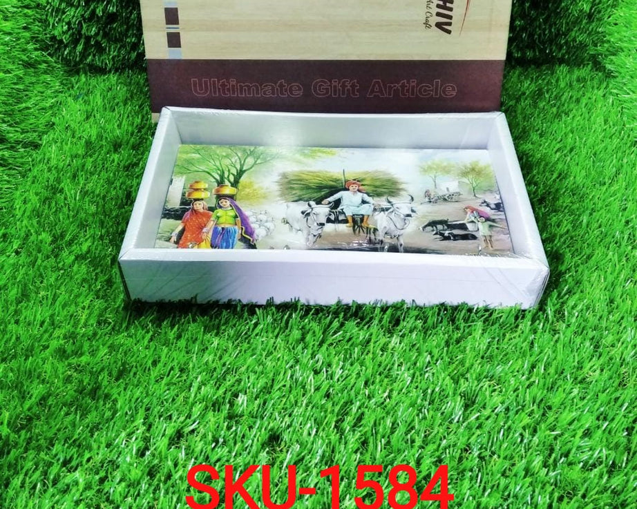 Artistic wooden landscape with hooks for wall decor.