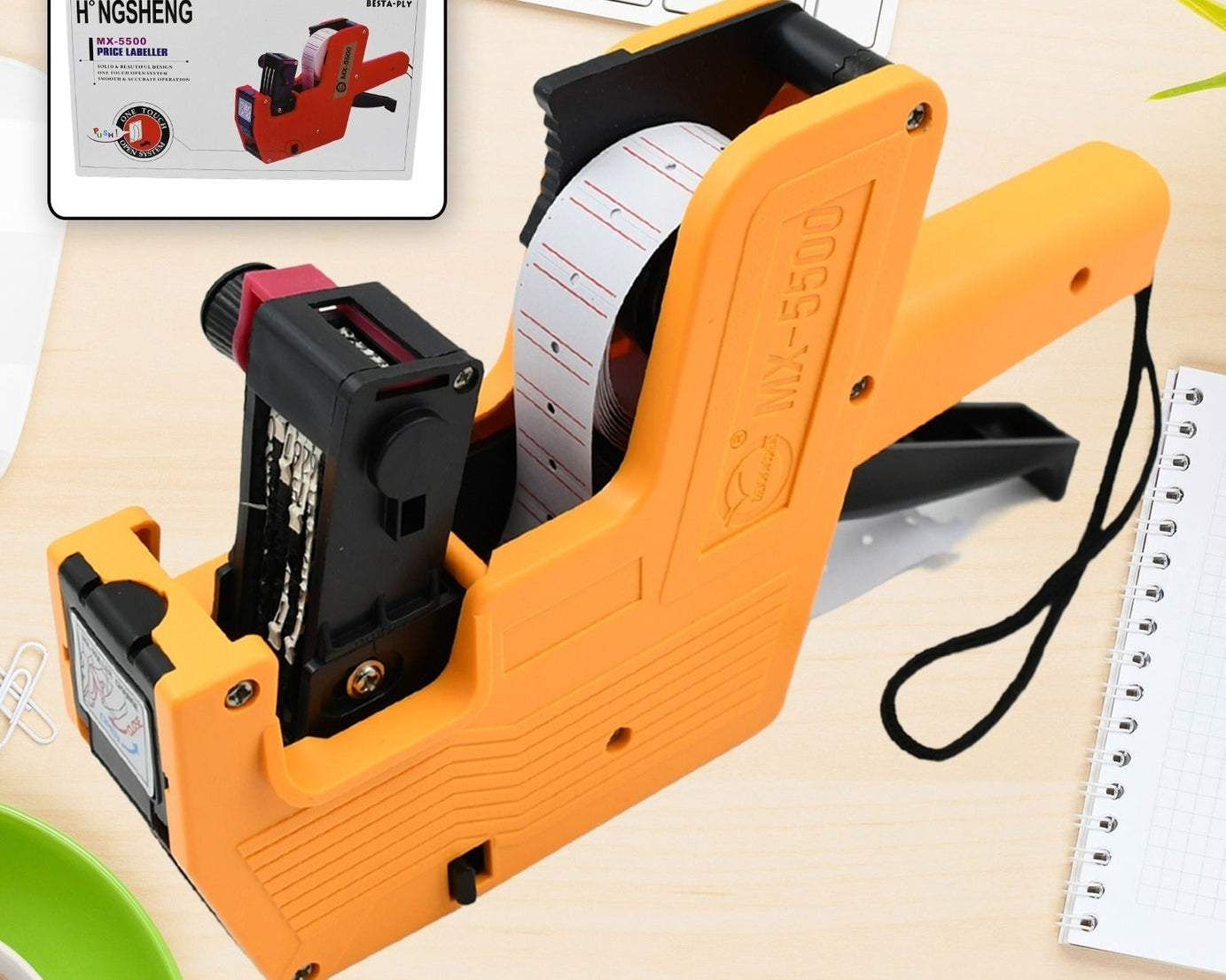 HAND HELD PLASTIC 8 DIGITS PRICE LABEL TAG GUN WIDELY USED IN DEPARTMENTAL STORES AND MARKETS FOR PRICE TAGGING AMONG CUSTOMERS.