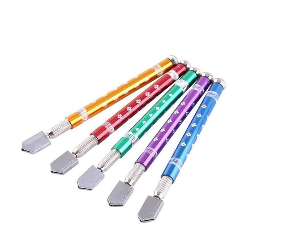 Glass cutter with pencil grip for precision cutting.