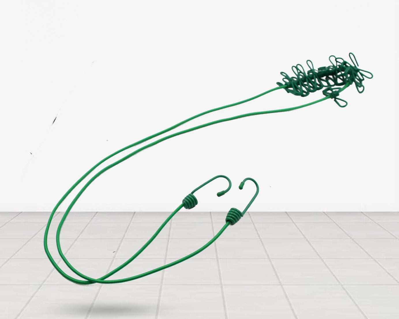 Elastic Cloth Drying Rope with 12 Metal Clip Portable Clothes line For Home & Travel