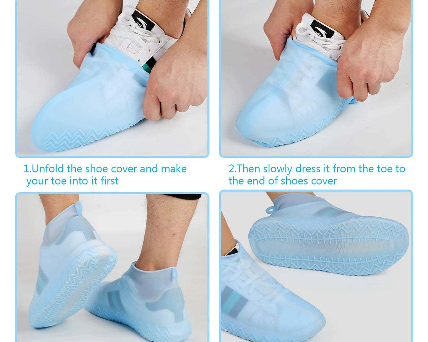 Non-slip silicone boot covers for rain protection