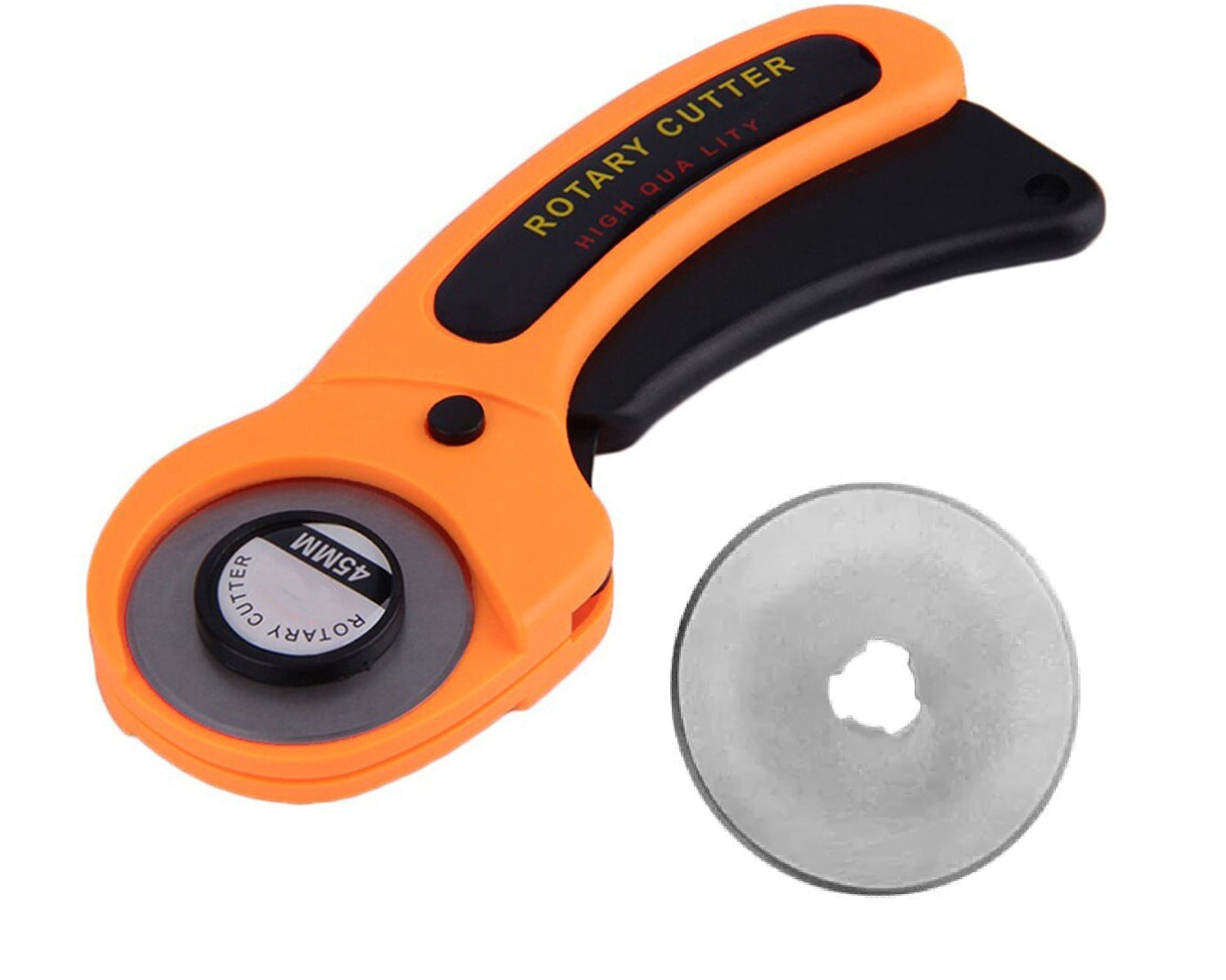 Manual sewing roller cutter with comfortable grip and rotary blade