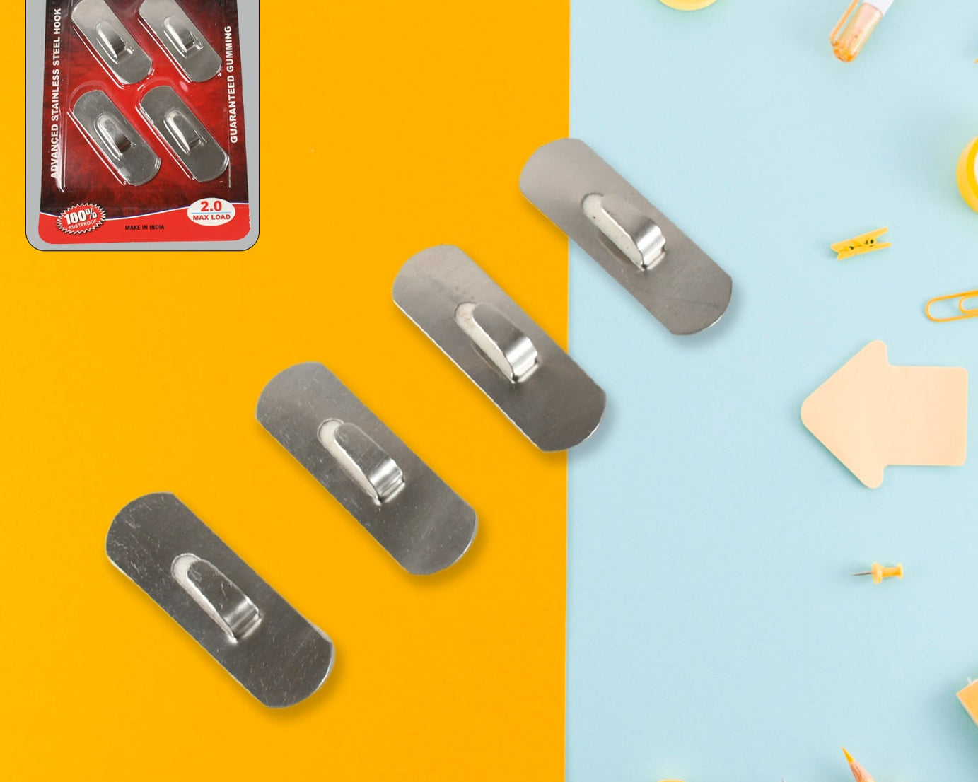 Self- Adhesive Hooks, Heavy Duty Wall Hooks Hangers Stainless Steel Waterproof Sticky Hooks for Hanging Robe Coat Towel Kitchen Bathroom and.