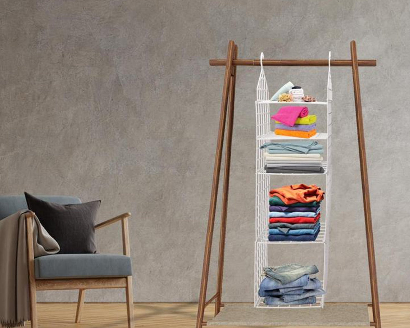 Multipurpose 5 Layer Folding Clothes Storage Racks||Closet for Students Wardrobe Shelves Socks, Scarf, t-Shirt, etc||Hanging Organizer Storage Holders & Racks