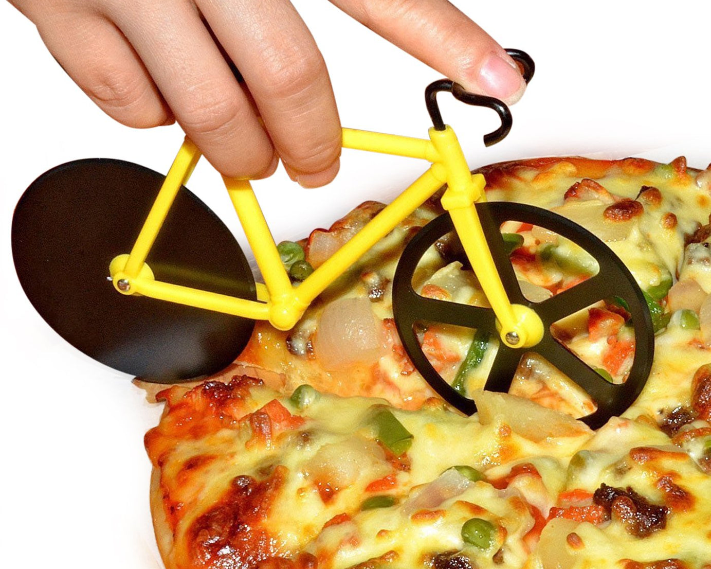 Bicycle Pizza Cutter (1 Pc): Stainless Steel, Unbreakable Handle