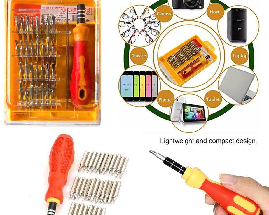 32 piece screwdriver set with various bits