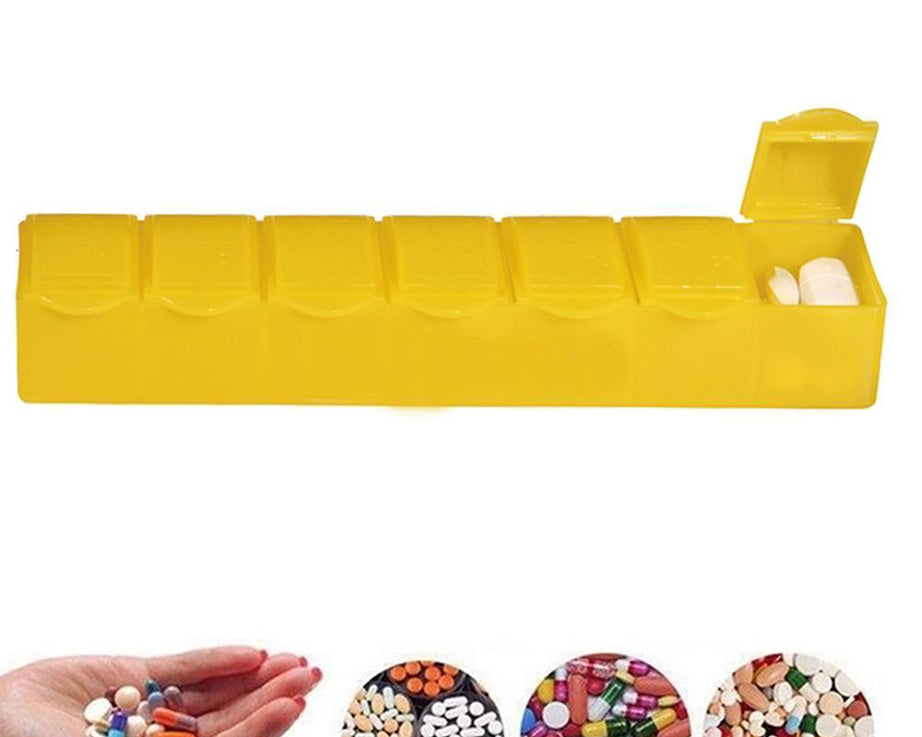 7-compartment pill box for weekly use.