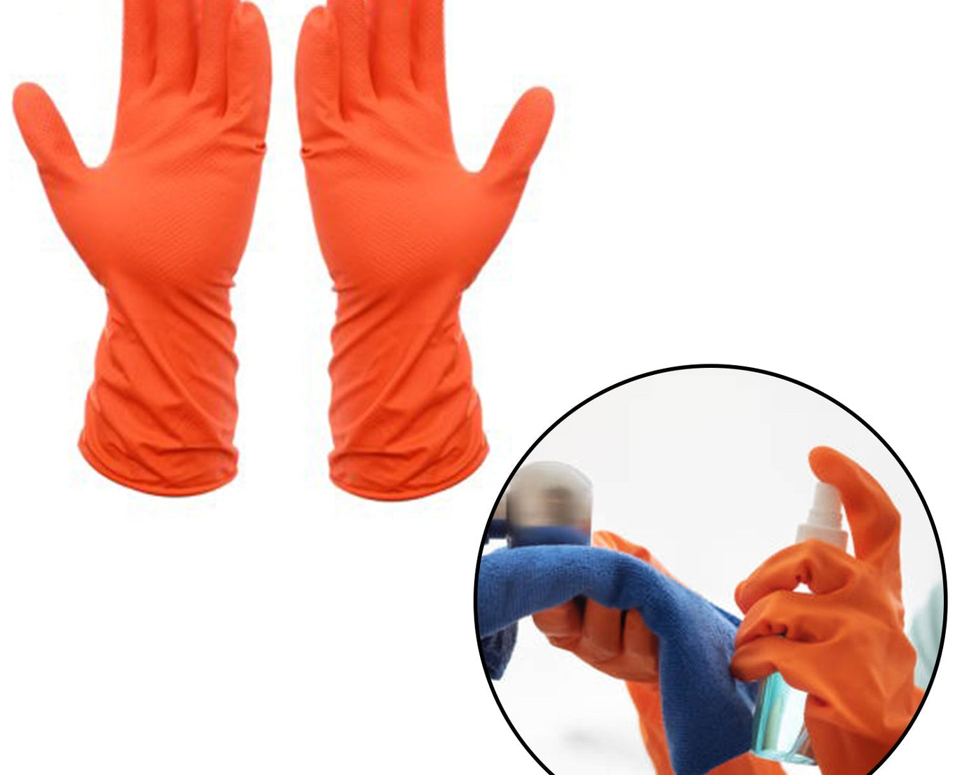 Orange gloves with textured surface for grip
