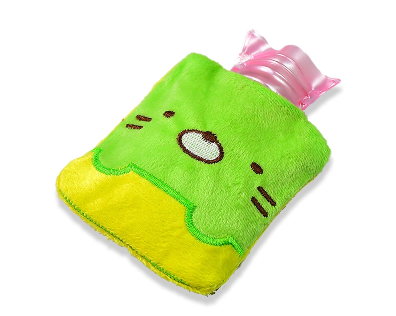 Green Kitty hot water bag designed for menstrual cramps and pain relief
