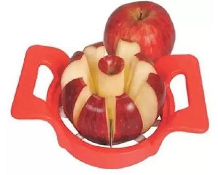 Apple cutter with multi-color design.