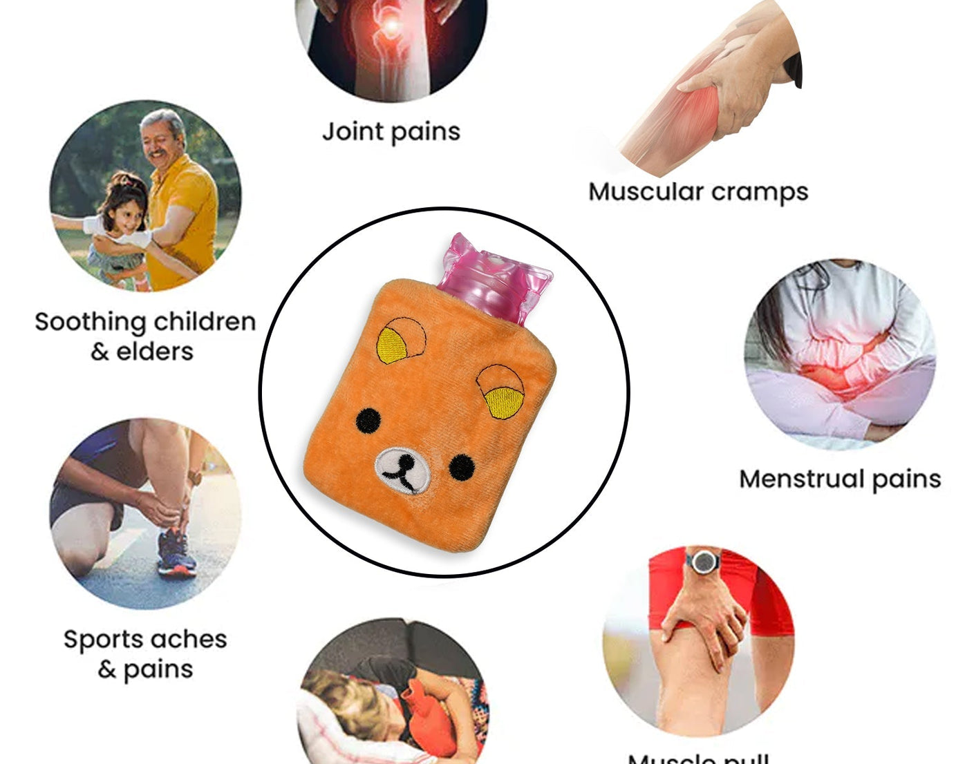 6503 Orange Panda small Hot Water Bag with Cover for Pain Relief, Neck, Shoulder Pain and Hand, Feet Warmer, Menstrual Cramps.