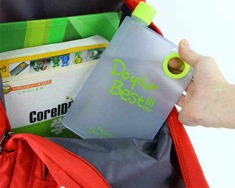 Compact notebook-style bottle in assorted colors.