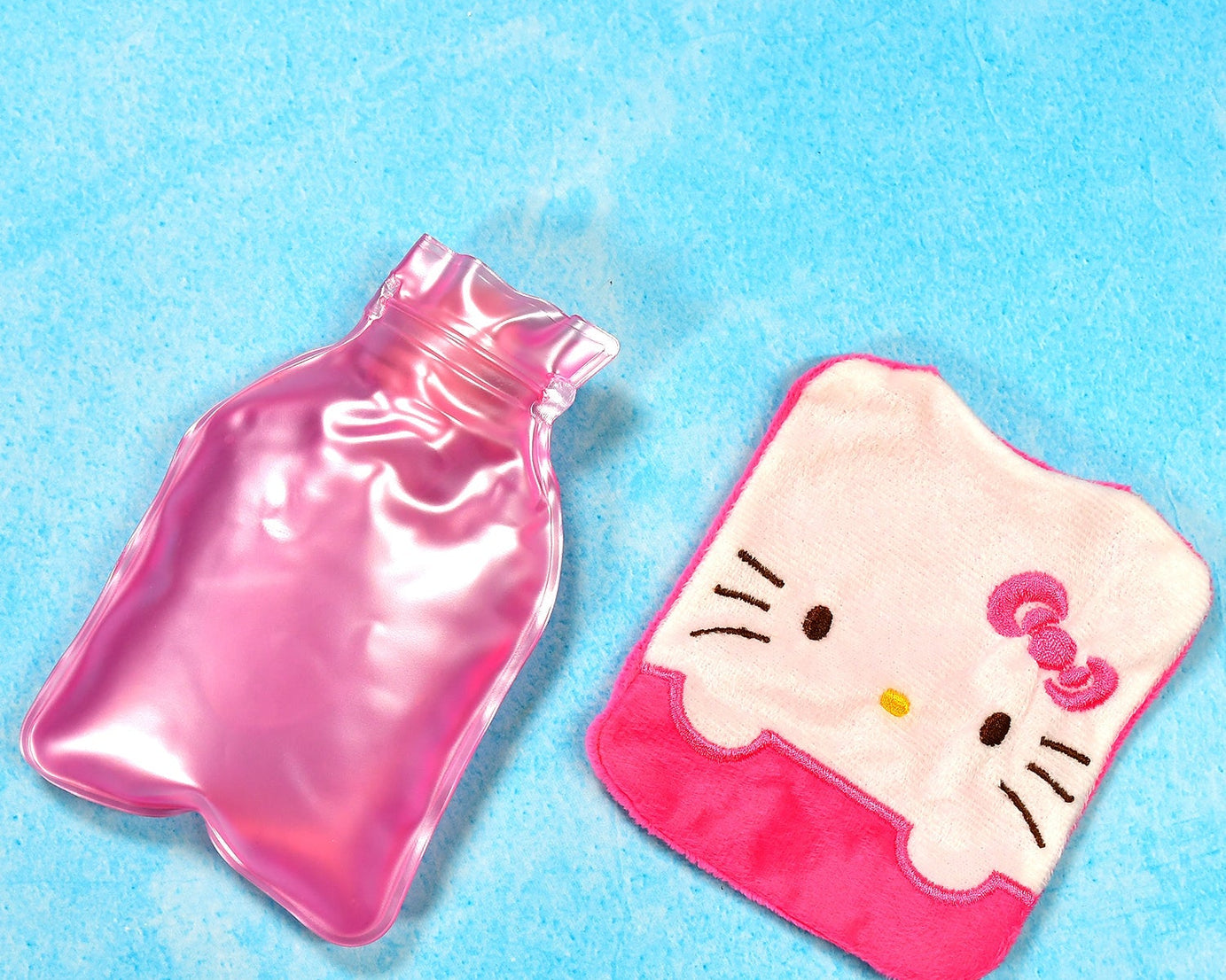 Pink Hello Kitty Small Hot Water Bag with Cover for Pain Relief