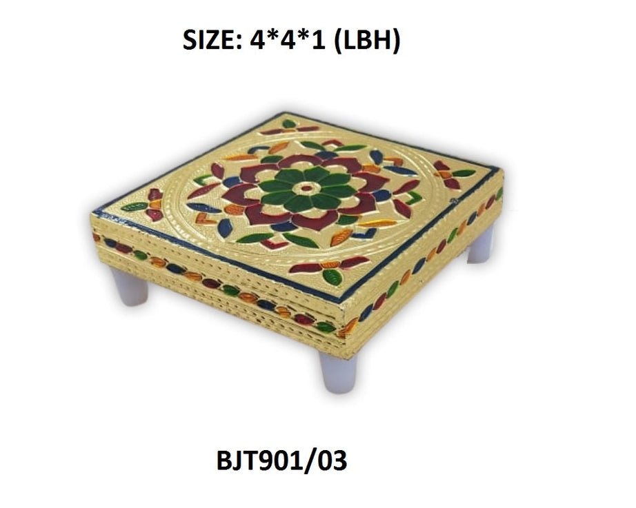 Multi-color wooden stools for pooja and seating