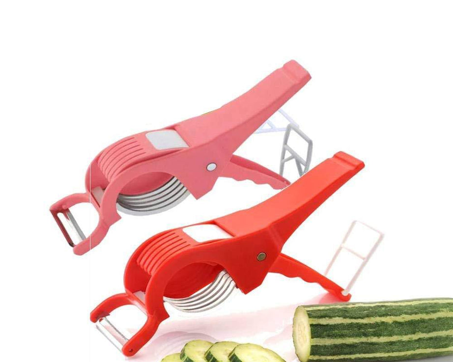 Vegetable cutter with peeler attachment
