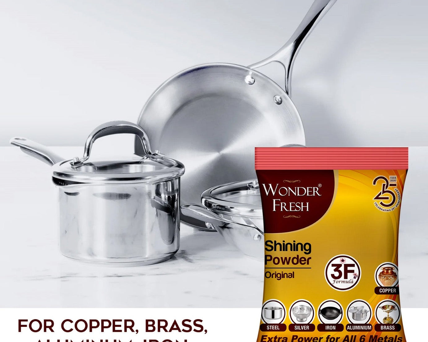 Shining Powder, Cleans and Polishes Copper, Brass, Silver, Aluminum, Iron, and Steel, Removes Tarnish and Oxidation (200 GM)