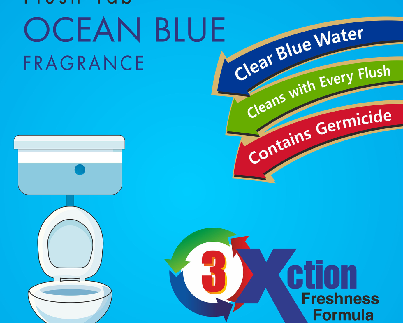 Ocean blue flush tab for toilet cleaning, 50 grams.