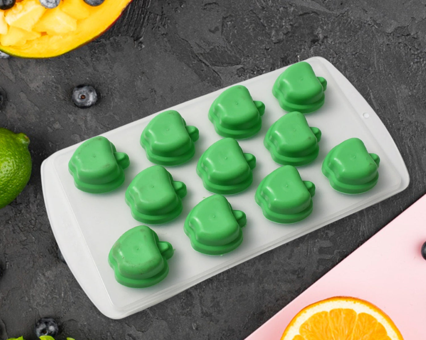Silicone Mold Ice Cube Tray Creative Sweet Multi Type Ice Tray Buckets, Ice Cube Trays Multi Fruit Shape Ice Tray (1 Pc)