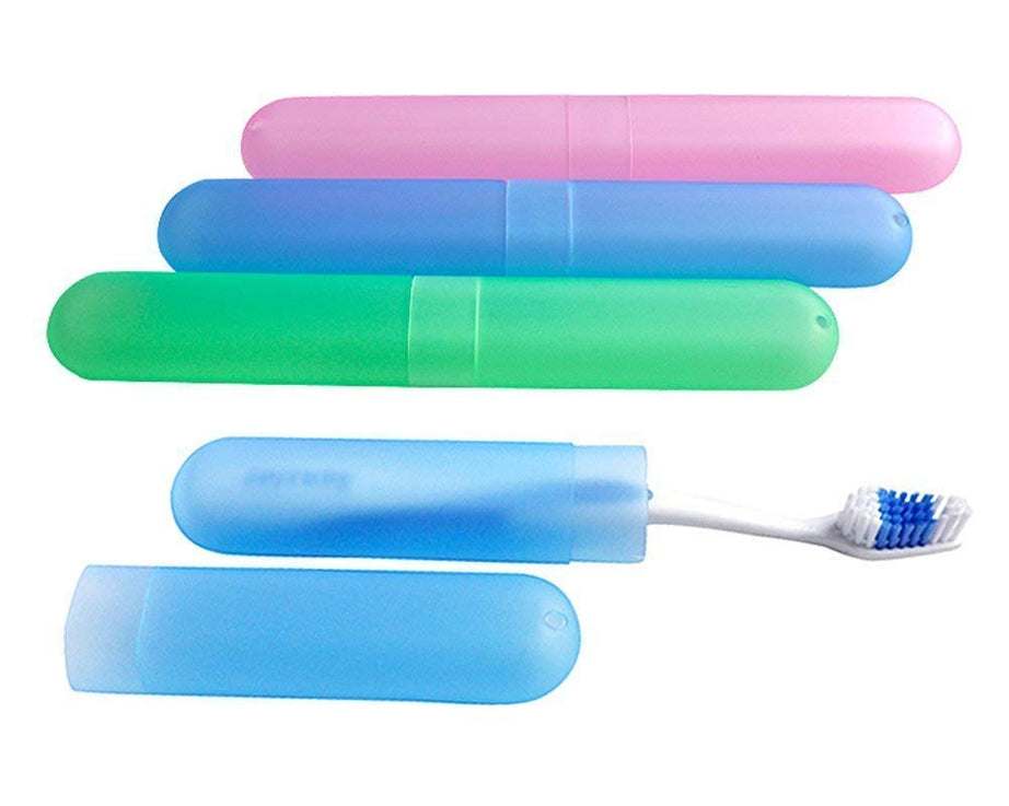 Plastic toothbrush case for travel, hygienic and portable.