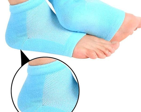 Silicone gel heel socks in various colors.