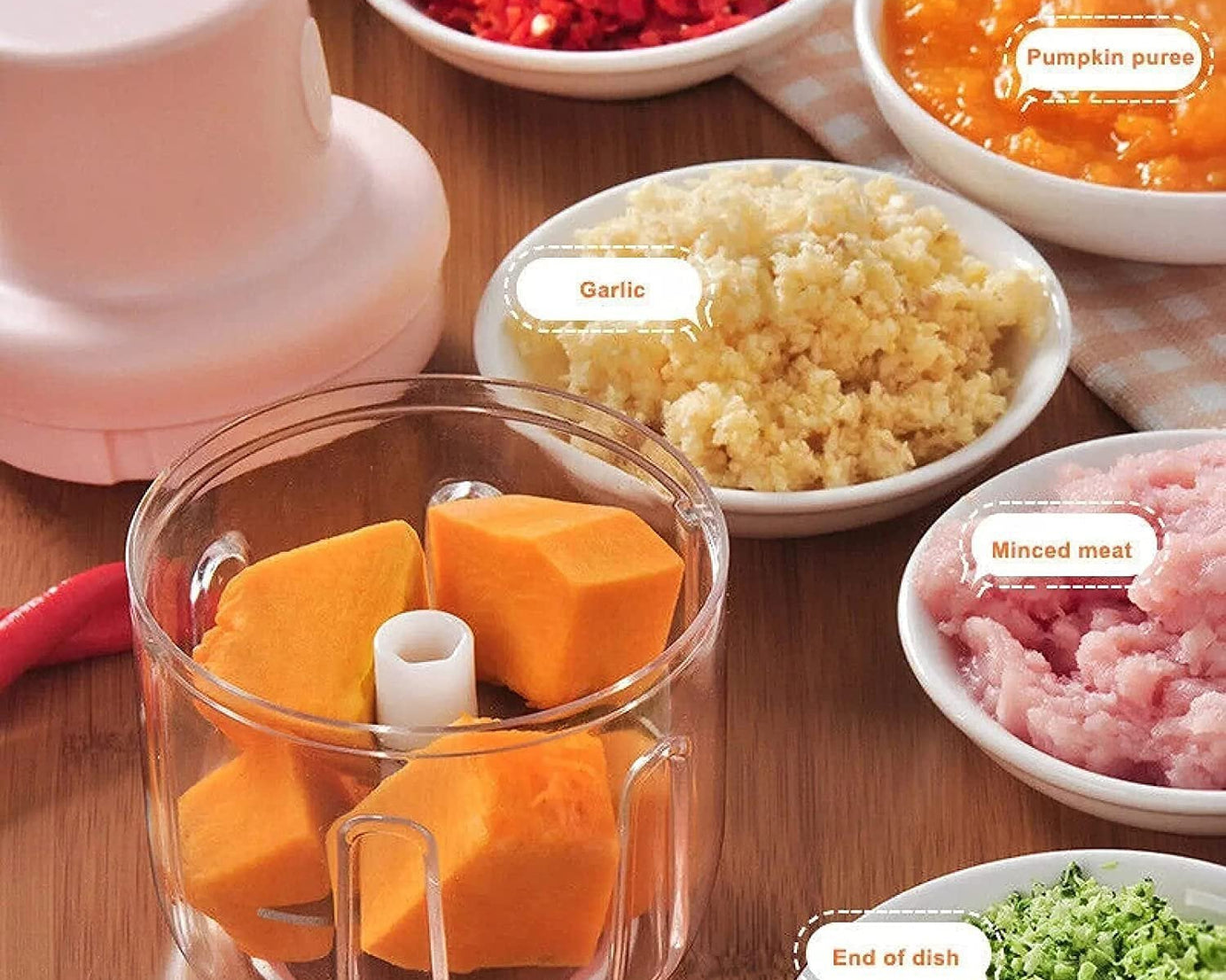 250ml mini garlic chopper, electric with clear container