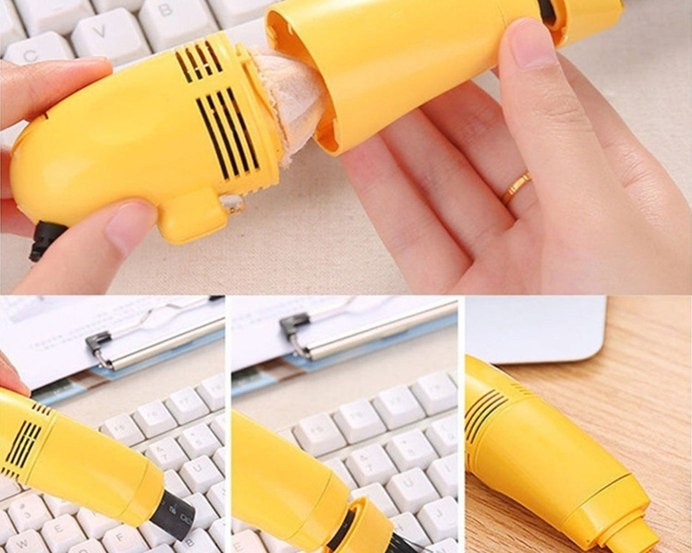 Reliable USB mini vacuum cleaner for small areas like keyboards and vehicle interiors.