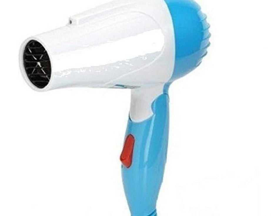 Hair dryer with foldable design and 2 speeds.
