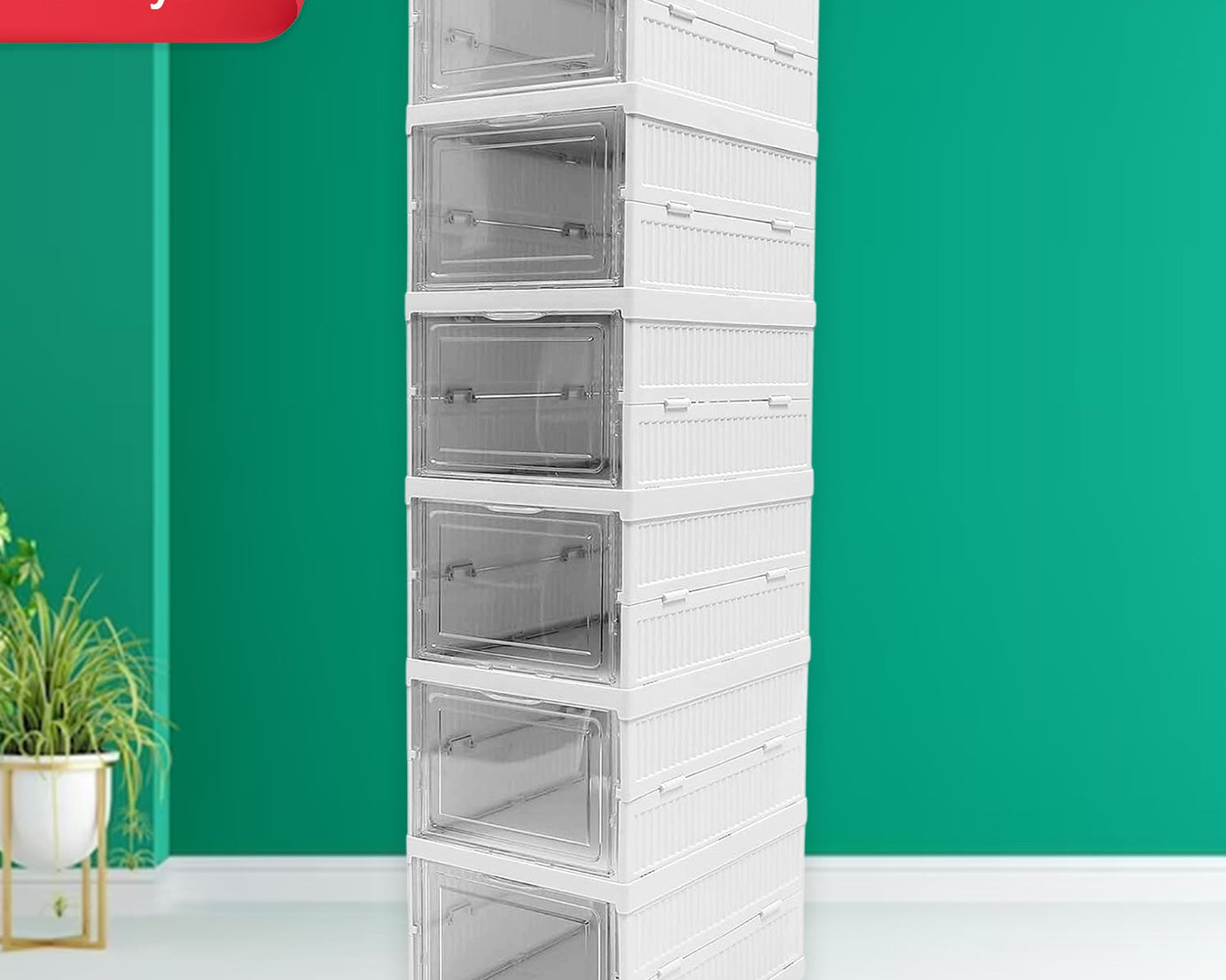 Stackable Multifunctional Storage, for Clothes Foldable Drawer Shelf Basket Utility Cart Rack Storage Organizer Cart for Kitchen, Pantry Closet, Bedroom, Bathroom, Laundry (6 Layer / 1 Pc)