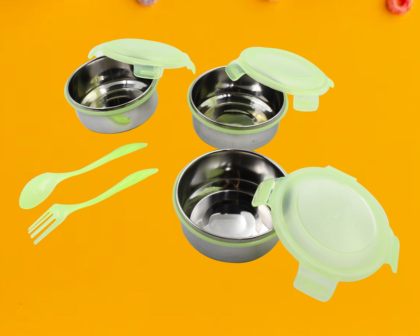 AIRTIGHT & LEAK PROOF STAINLESS STEEL CONTAINER MULTI COMPARTMENT LUNCH BOX CARRY TO ALL TYPE LUNCH IN LUNCH BOX & PREMIUM QUALITY LUNCH BOX IDEAL FOR OFFICE , SCHOOL KIDS & TRAVELLING IDEAL (3 Different Lunch Box)