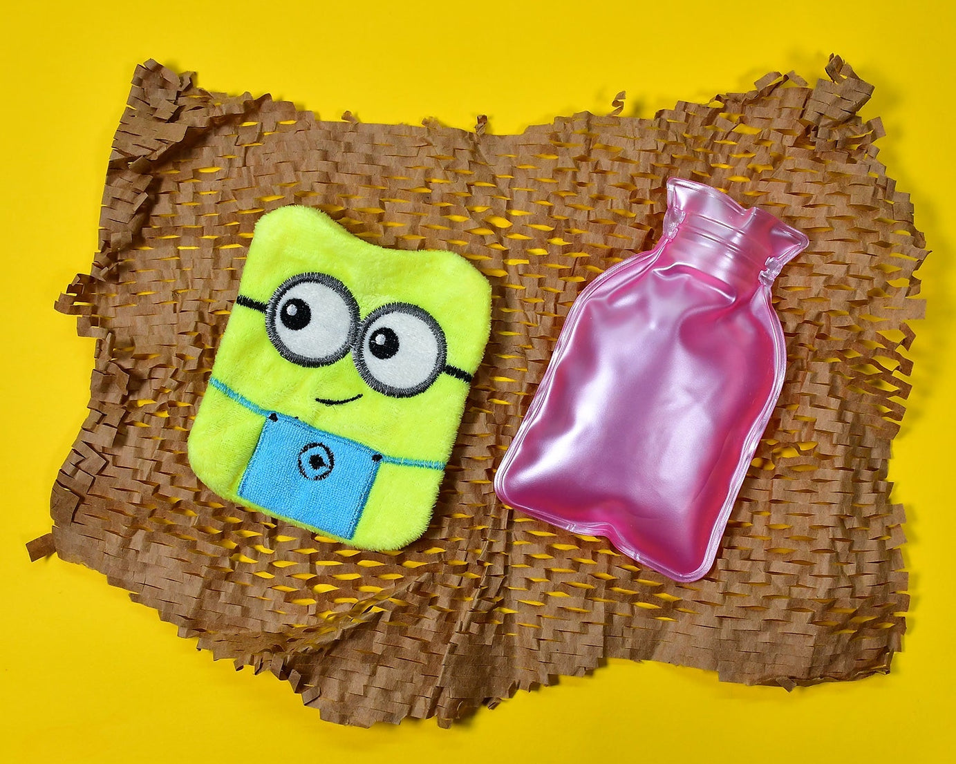 Small hot water bag with cover, ideal for neck and shoulder pain relief