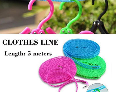 Clothesline drying rope with hooks, made of nylon
