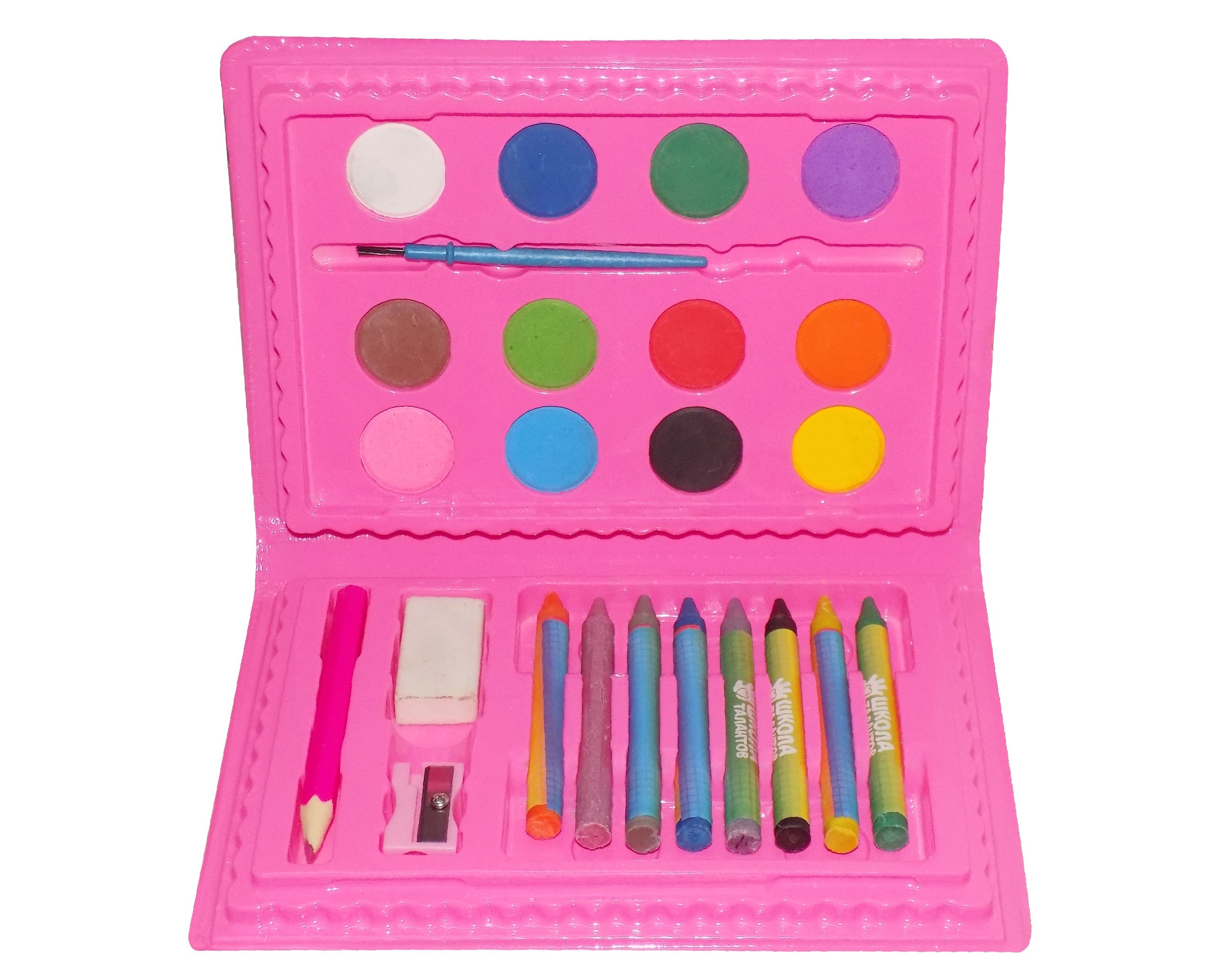 24-piece art color set with various painting and drawing tools.