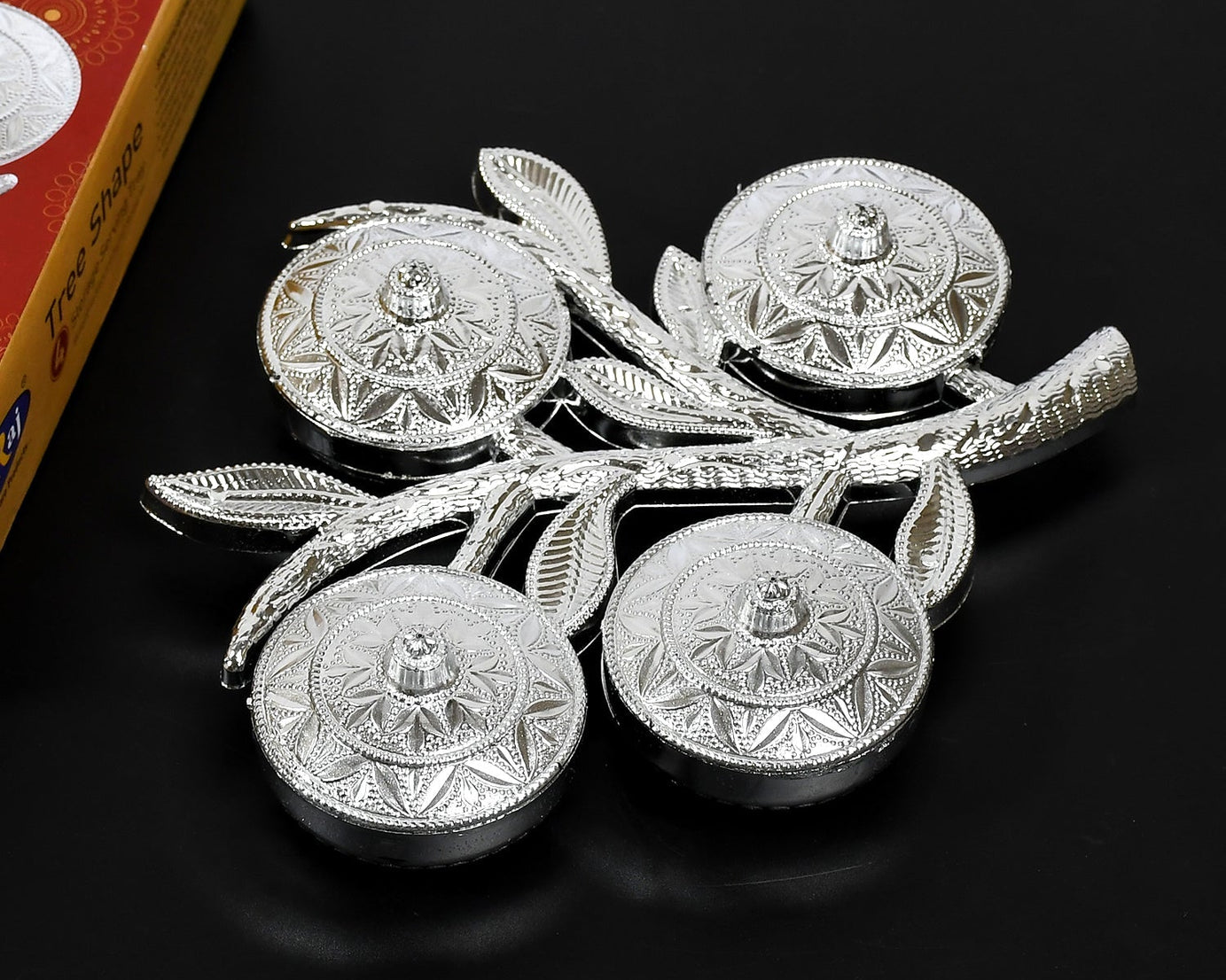 Tree Shape 4 Compartment Mukhwas Dani Serving Tray For Home & Kitchen Use