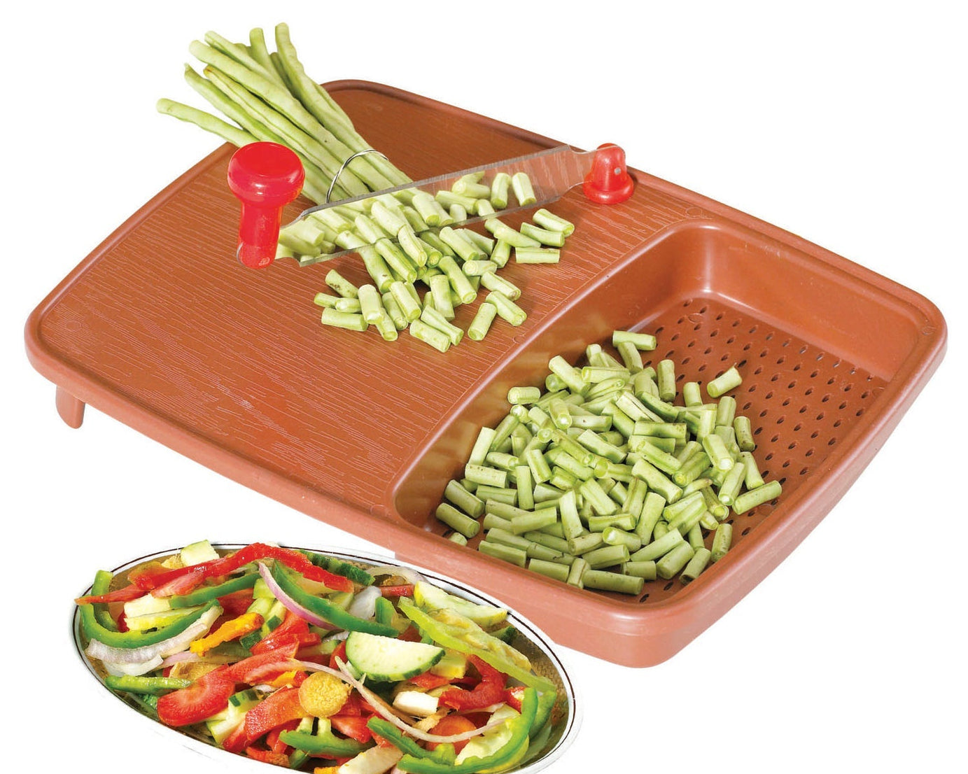 Household cut and wash box with tray, perfect for preparing fruits and vegetables.