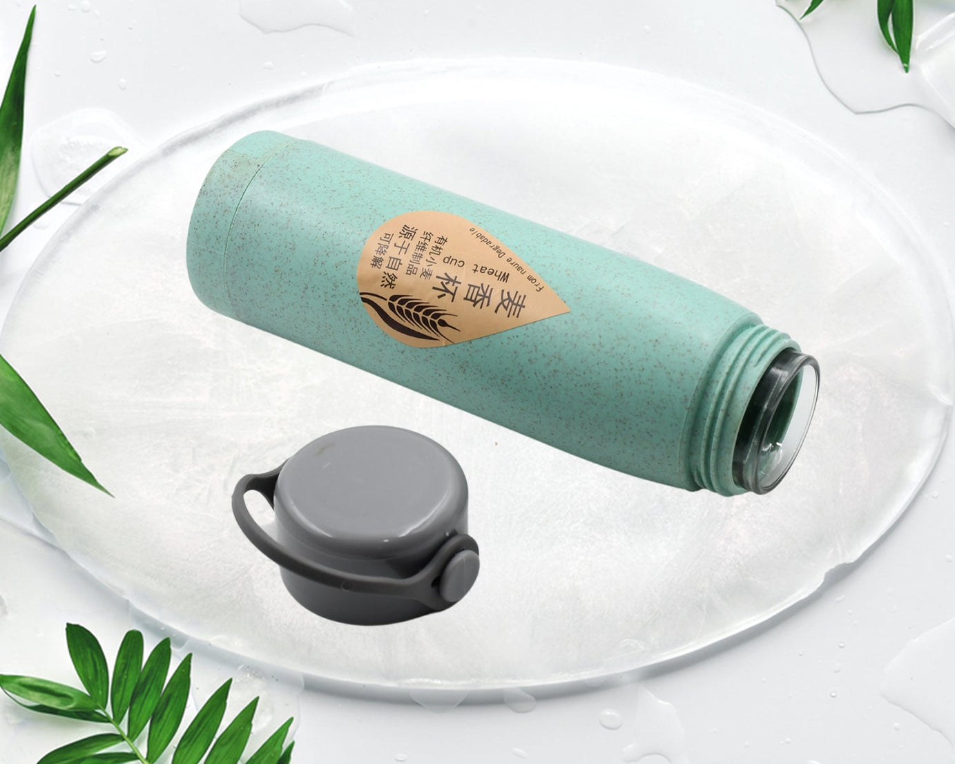 High Portable Water Bottle, Creative Wheat Fragrance Glass Bottle Water with Mobile Phone Holder Wide Mouth Glass Water 380ml (MOQ :- 80 pc)