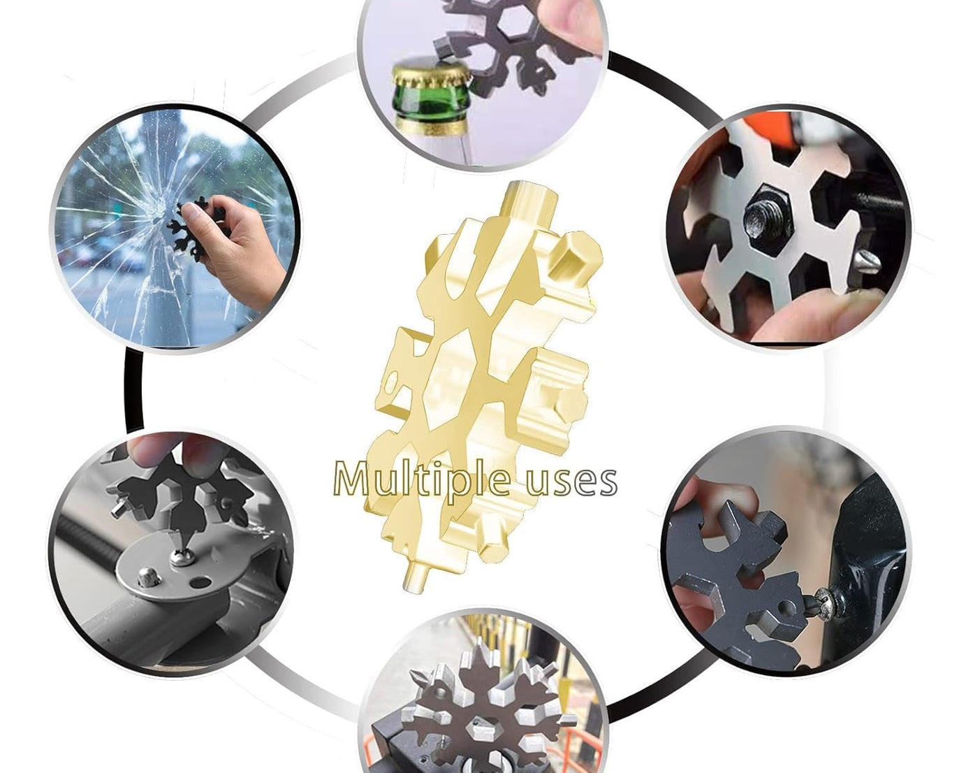 Durable & Portable 18 in 1 Snowflake Multi-Tool, Snowflake Bottle Opener Flat Phillips Screwdriver Kit Wrench