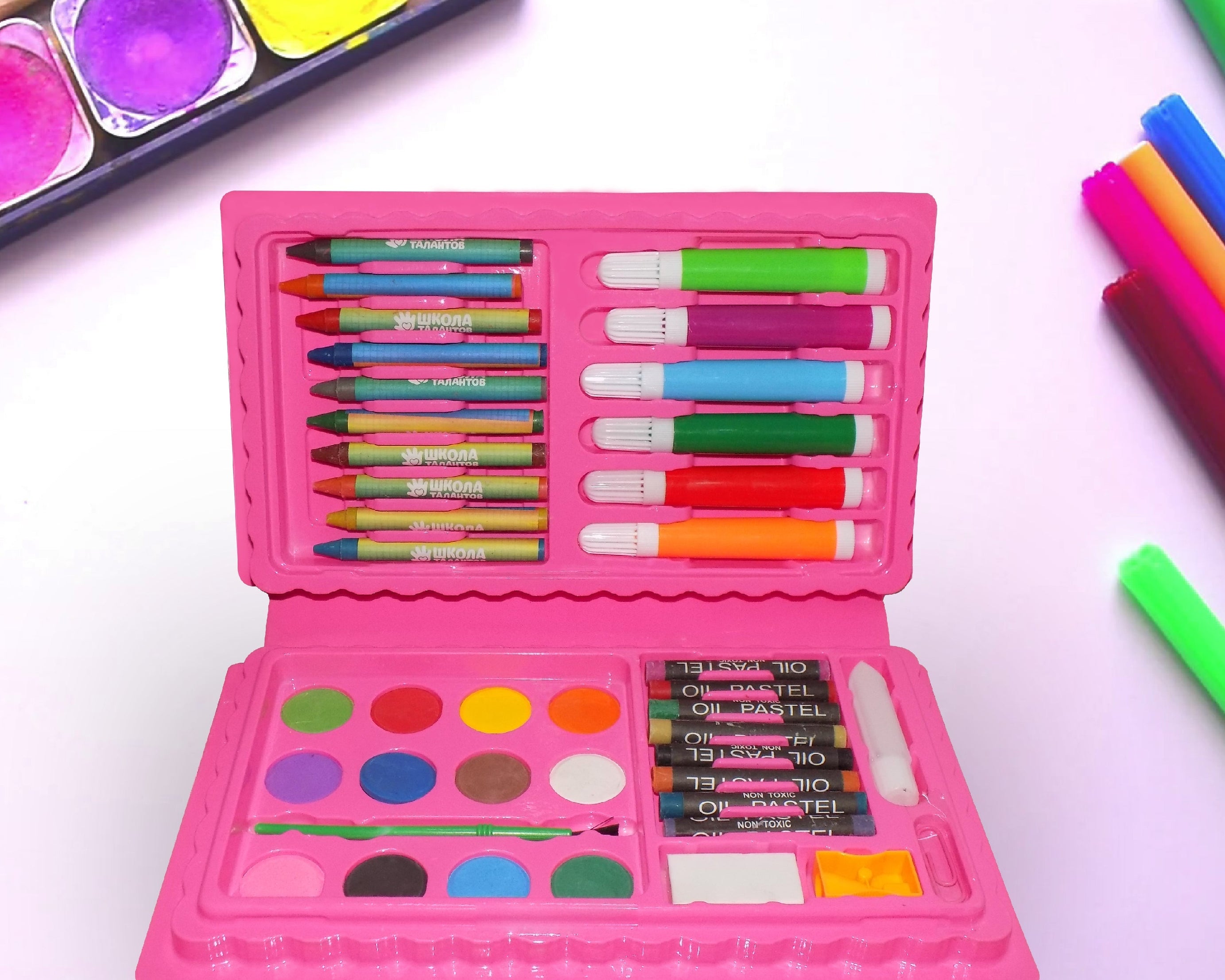 Complete 42-piece art kit for creative projects.