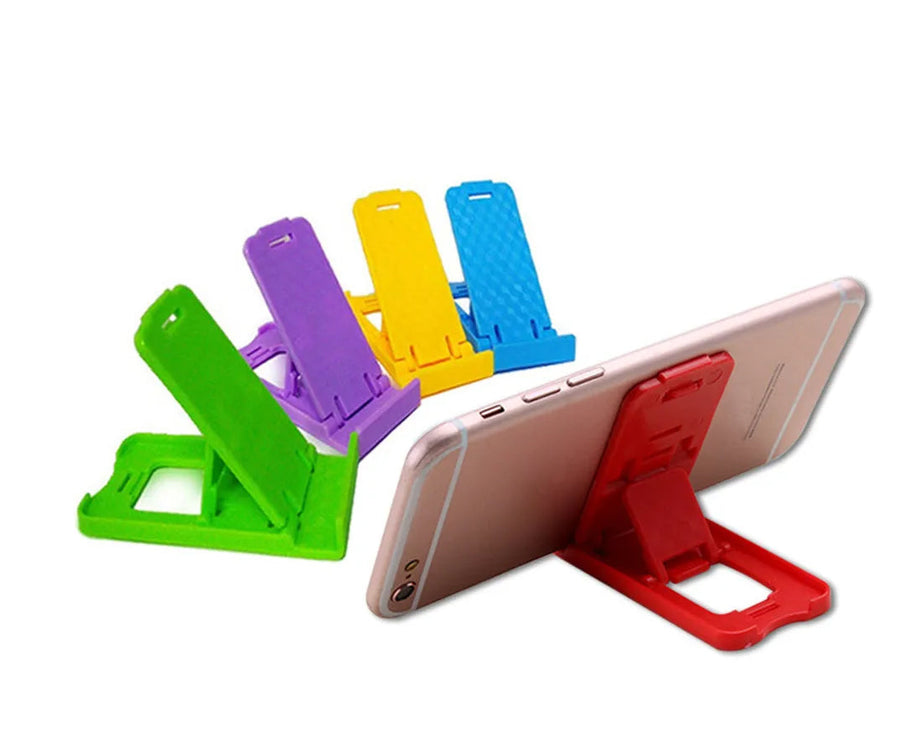 Foldable stand for mobile devices, compact and easy to carry.